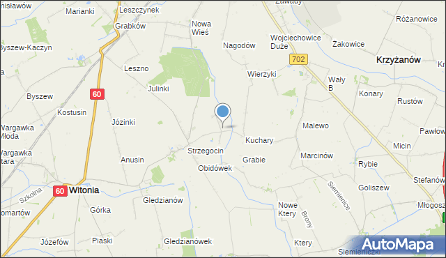 mapa Kolonia Strzegocin, Kolonia Strzegocin na mapie Targeo